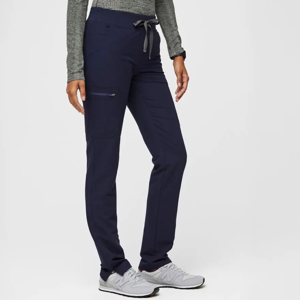 Figs Yola Skinny Straight Leg Scrub Pants Navy Blue Size Medium Petite M/P